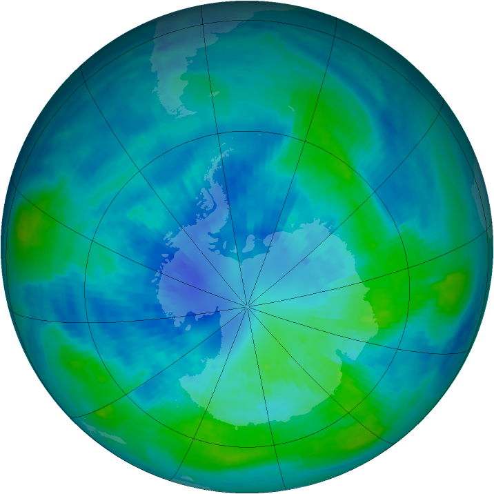 Antarctic ozone map for 04 April 2001